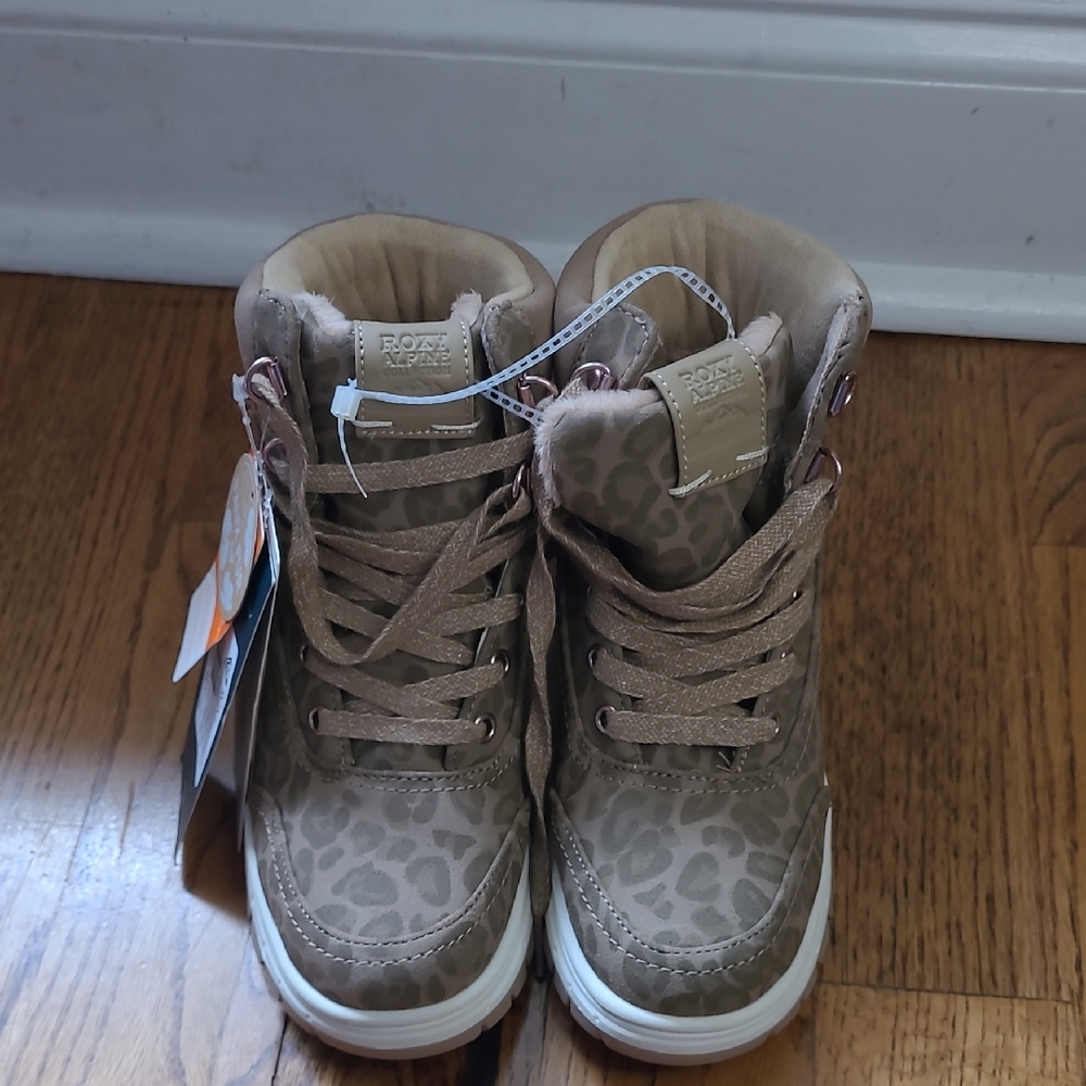 Roxy Girls' Tan Leopard-Print High-Top Boots